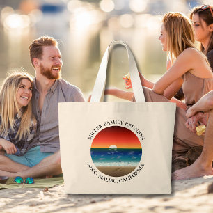 Grand Tote Bag California Sunset Beach Sand Heart Famille Réunion