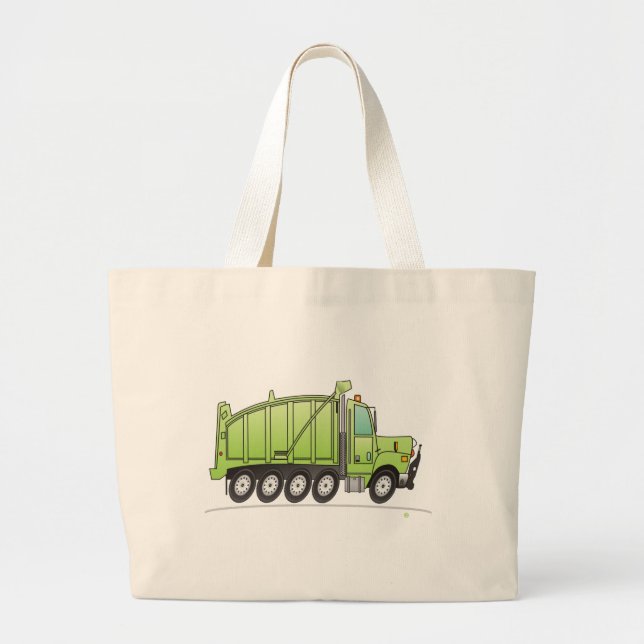 Grand Tote Bag Camion à vidange lourd vert (Devant)