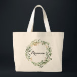 Grand Tote Bag Camionnette Tropical Gold Green Foliage<br><div class="desc">Ce sac fourre-tout de femme de chambre vert or tropical est le cadeau mariage idéal pour présenter vos demoiselles d'honneur et votre femme d'honneur pour un mariage rustique. Le design est magnifiquement peint à la main avec de l'or tropical d'été et du feuillage vert illustrés.</div>