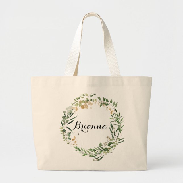 Grand Tote Bag Camionnette Tropical Gold Green Foliage (Devant)