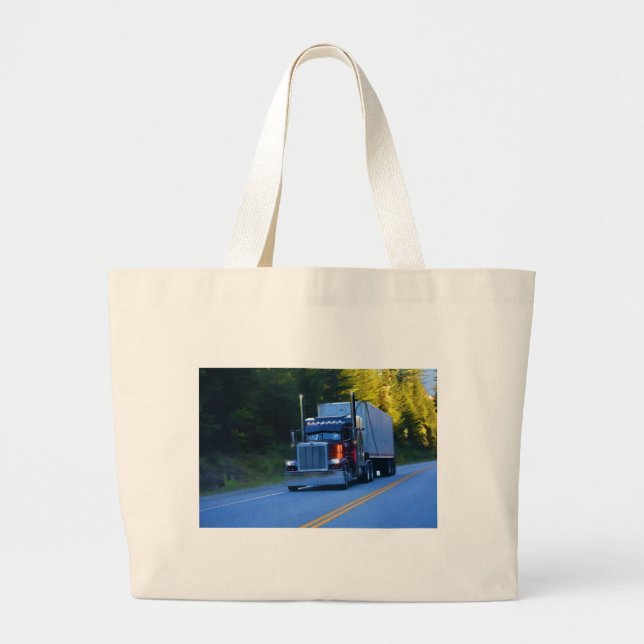 Grand Tote Bag Camions, Big Rig Cargo Truck Art (Devant)