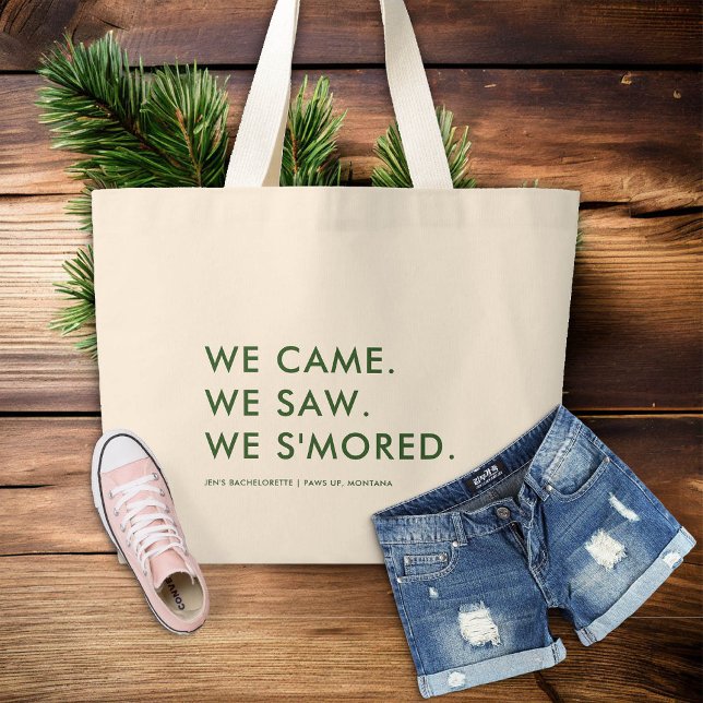 Grand Tote Bag Camping Bachelorette Camping Funny Bridesmaids Cad (camp bachelorette party forest green bridesmaid gift funny tote bag)