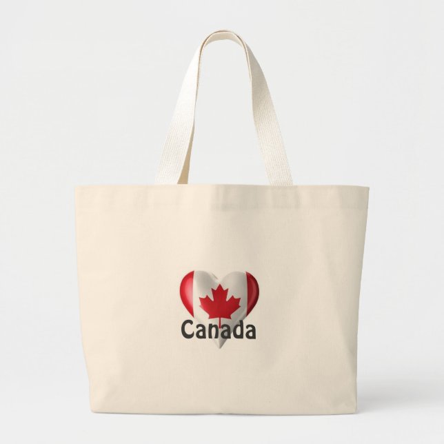 Grand Tote Bag Canada Flag Heart (Devant)