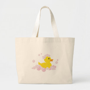Grand Tote Bag Canard dans des bulles roses