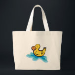 Grand Tote Bag canard en caoutchouc mignon dans la baignoire<br><div class="desc">Découvrez ce dessin animal mignon et drôle. Un grand cadeau pour les amoureux des animaux et de la nature ! Par Dooni Designs. Envoyez-moi un courriel à doonidesigns@aol.com pour obtenir des demandes spéciales.</div>
