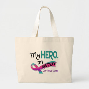 Grand Tote Bag Cancer de la thyroïde MON HÉROS MA SOEUR 42