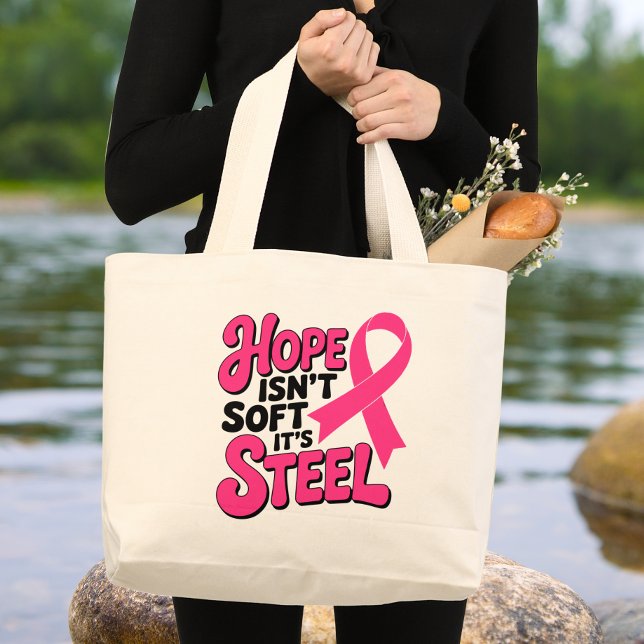 Grand Tote Bag Cancer du sein Survivant Pink Ribbon Warrior Figho (Créateur téléchargé)