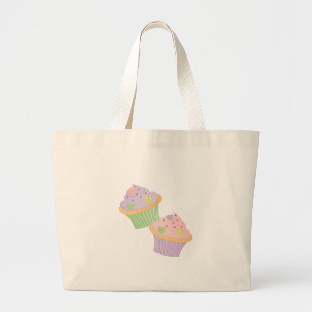 Grand Tote Bag Candy Hearts Cupcakes (Devant)