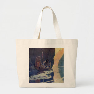 Grand Tote Bag Canot indien vintage avec symbole Sun
