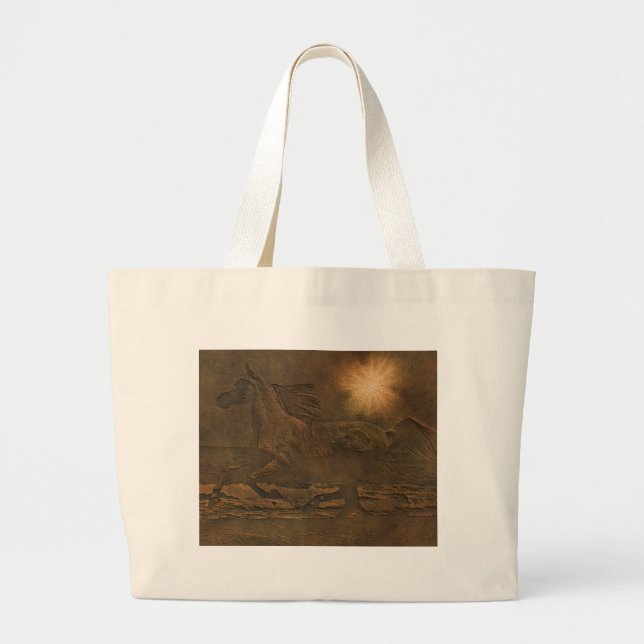 Grand Tote Bag Cantering Wild Spirited Horse Faux Effet cuir (Devant)