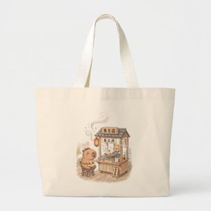 Grand Tote Bag Capybara joyeux au stand de tofu puant Nuit de T