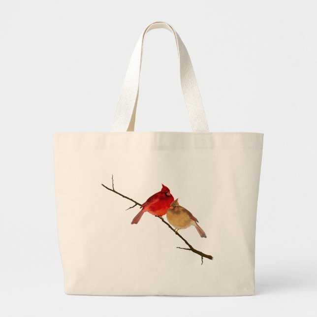 Grand Tote Bag cardinaux sur une branche (Devant)
