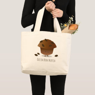 Grand Tote Bag Caricature Cute Raisin Bran Muffin