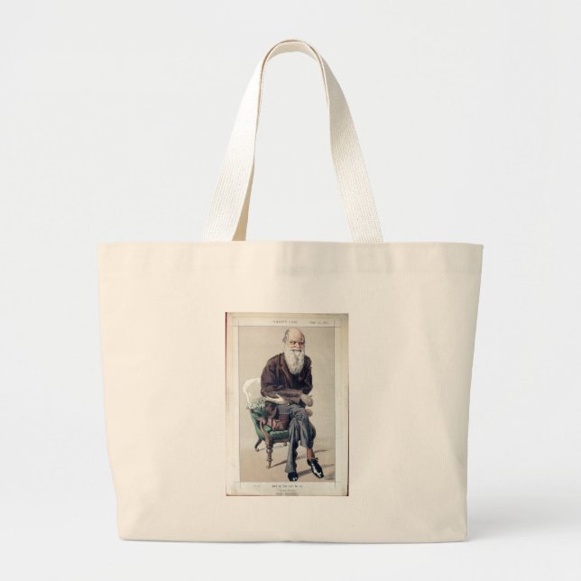 Grand Tote Bag Caricature de Charles Darwin de Vanity Fair (Devant)