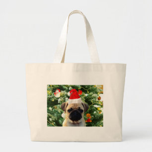 Grand Tote Bag Carlin Chien Chien Chien de Noël Arbre de Noël Orn