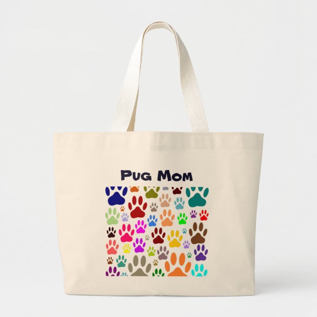 Grand Tote Bag Carlin Maman Empreintes de pattes de chien (Devant)