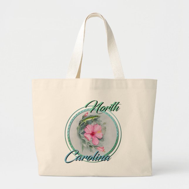 Grand Tote Bag Carolina Anole & Hibiscus (Devant)