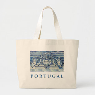 Grand Tote Bag Carreaux portugais bleus avec anges