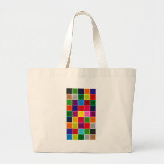 Grand Tote Bag Carrés multicolores et rayures Girly