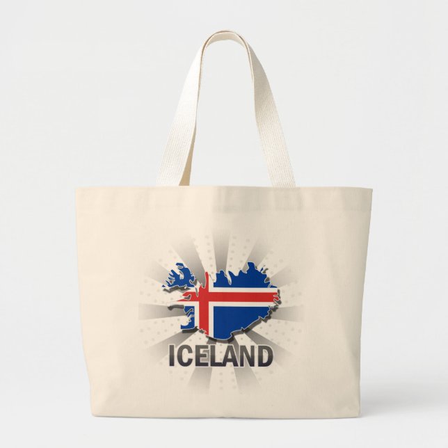 Grand Tote Bag Carte 2,0 de drapeau de l'Islande (Devant)
