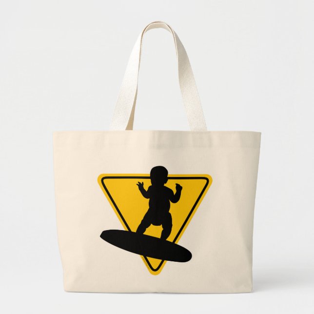 Grand Tote Bag Carte bébé sur (Surf) (Devant)