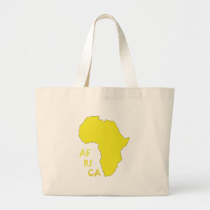 Grand Tote Bag Carte d'Afrique jaune funky