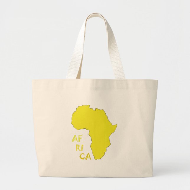Grand Tote Bag Carte d'Afrique jaune funky (Devant)