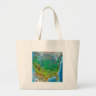 Grand Tote Bag Carte de bande dessinée des Etats-Unis
