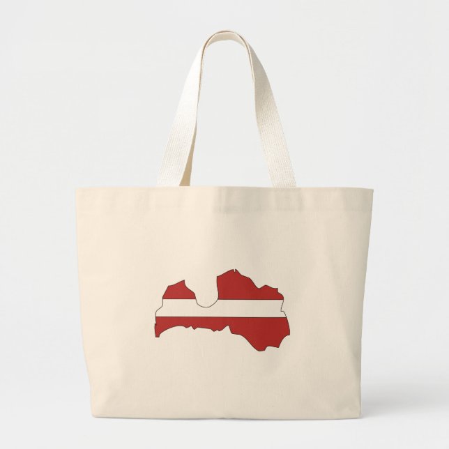 Grand Tote Bag Carte de drapeau de la Lettonie (Devant)
