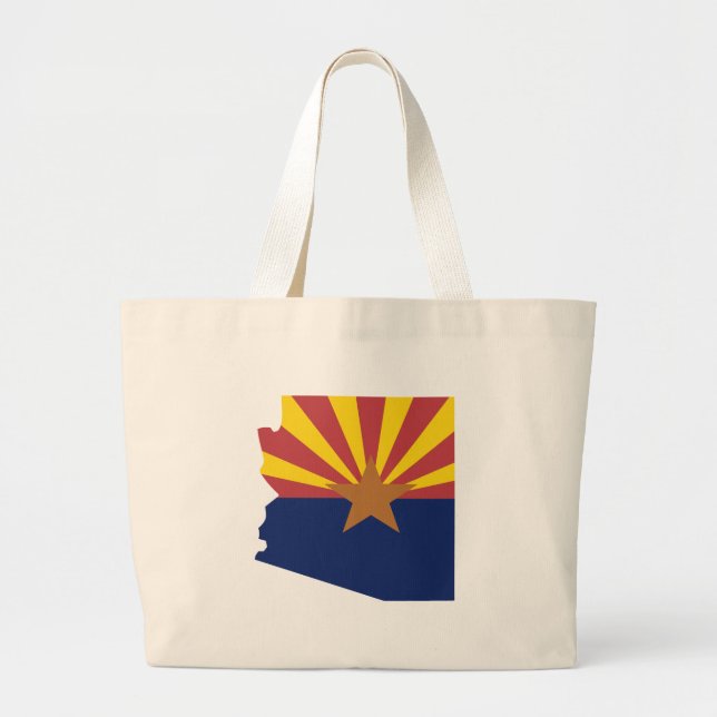 Grand Tote Bag Carte de drapeau de l'Arizona (Devant)