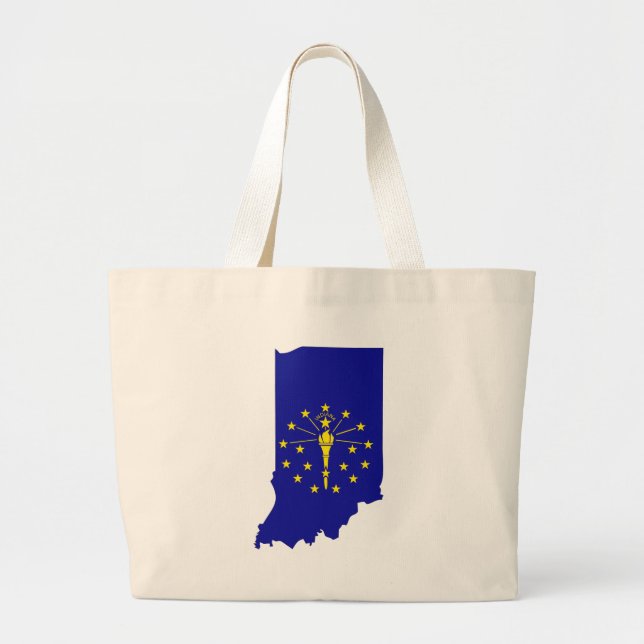 Grand Tote Bag Carte de drapeau de l'Indiana (Devant)