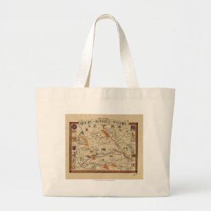 Grand Tote Bag Carte de l'histoire et Romance du Wyoming
