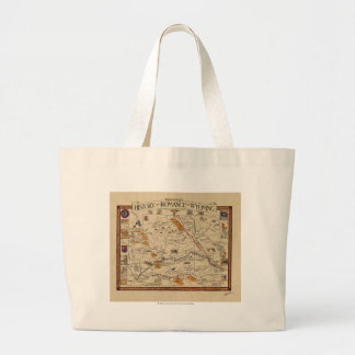 Grand Tote Bag Carte de l'histoire et Romance du Wyoming
