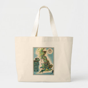 Grand Tote Bag Carte des ressources de la Grande-Bretagne vintage