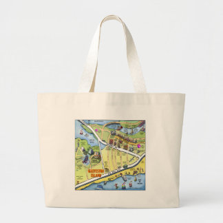 Grand Tote Bag Carte du dessin animé Galveston Texas