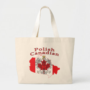 Grand Tote Bag Carte du drapeau canadien polonais