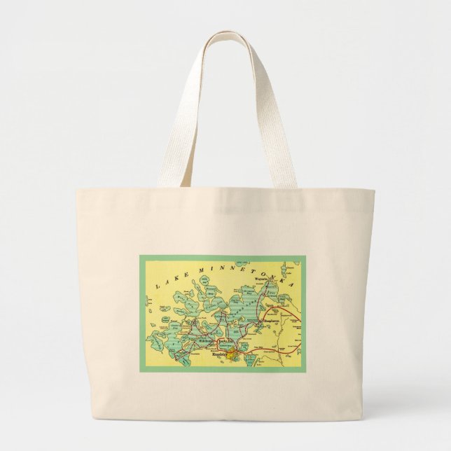 Grand Tote Bag Carte du lac Minnetonka (Devant)