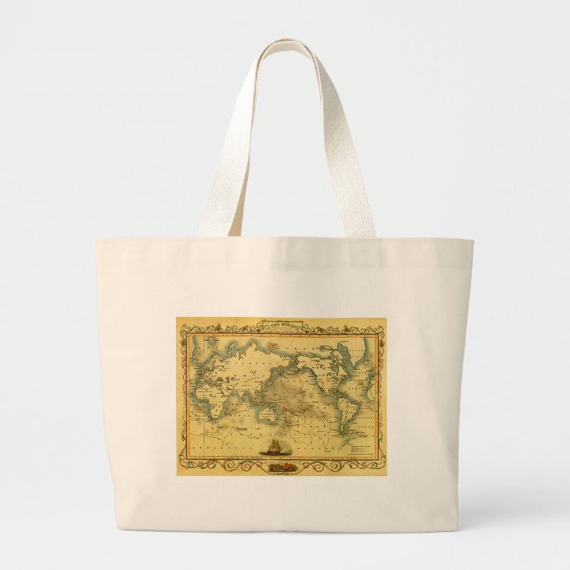 Grand Tote Bag Carte du monde antique (Devant)