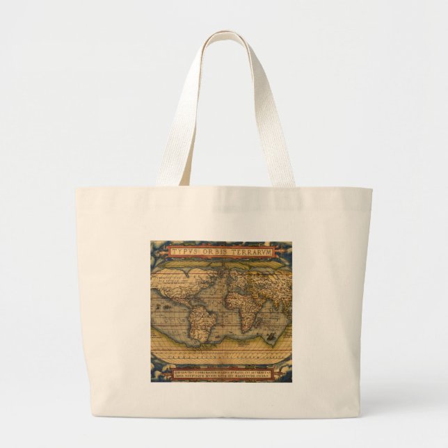 Grand Tote Bag Carte du monde Antique Ortelius Europe Voyage (Devant)