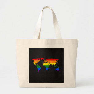 Grand Tote Bag Carte du monde de la fierté LGBT
