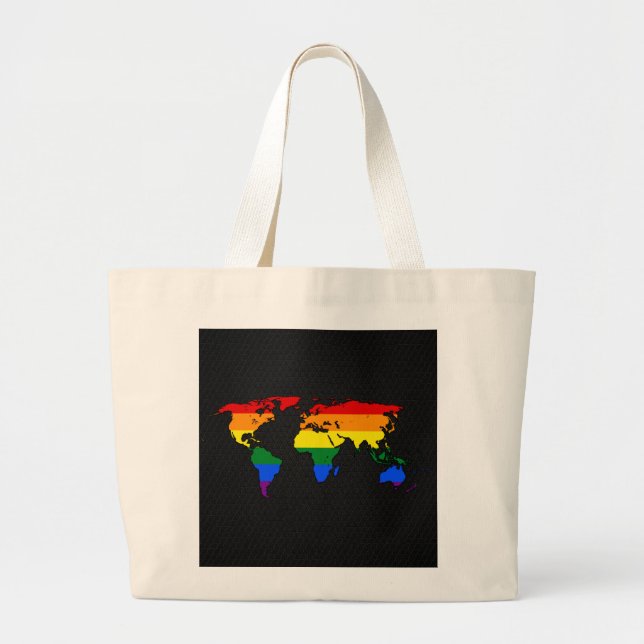 Grand Tote Bag Carte du monde de la fierté LGBT (Devant)