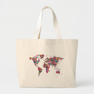 Grand Tote Bag Carte du monde des papillons
