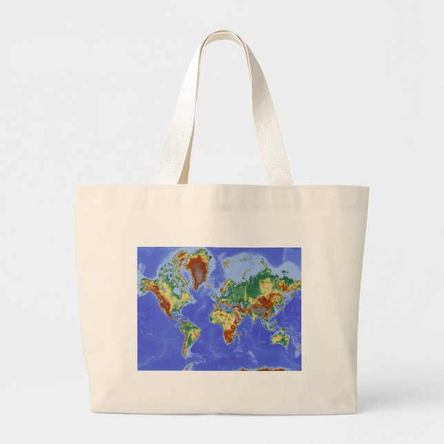 Grand Tote Bag Carte mondiale géographique internationale (Devant)
