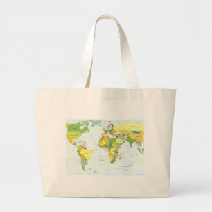 Grand Tote Bag Carte mondiale Globe Pays Atlas