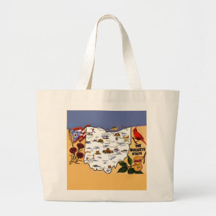 Grand Tote Bag Carte postale de l'État de Ohio Buckeye