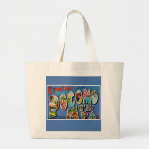 Grand Tote Bag Carte postale rétro Monts Pocono