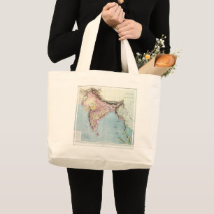 Grand Tote Bag Carte vintage de l'Inde 1877