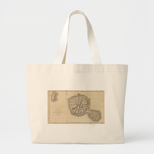 Grand Tote Bag Carte vintage de Tahiti (1773) (Devant)