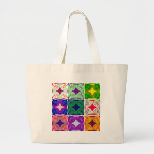 Grand Tote Bag Carton de contrôle coloré : Un design étoilé