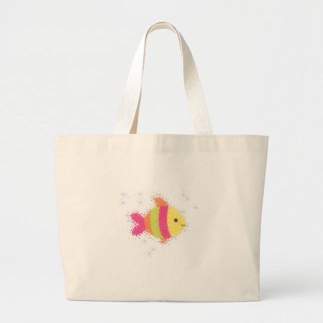 Grand Tote Bag Carton de poisson mignon (Devant)